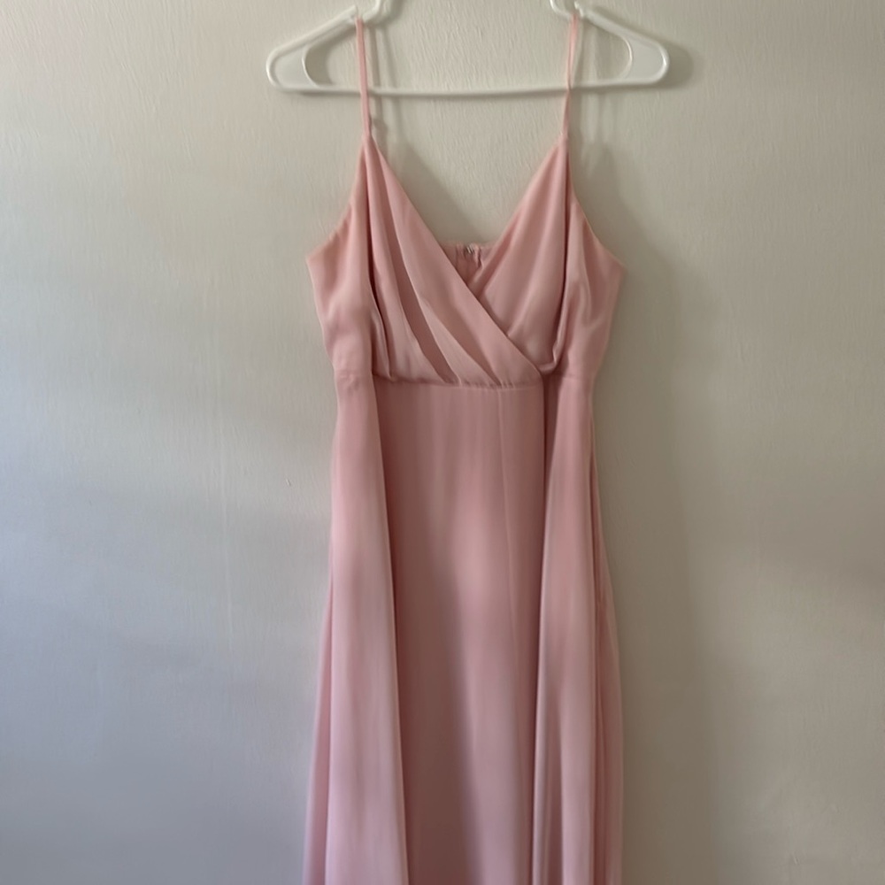 Birdy Grey Kaia Blush Pink chiffon bridesmaid formal maxi dress